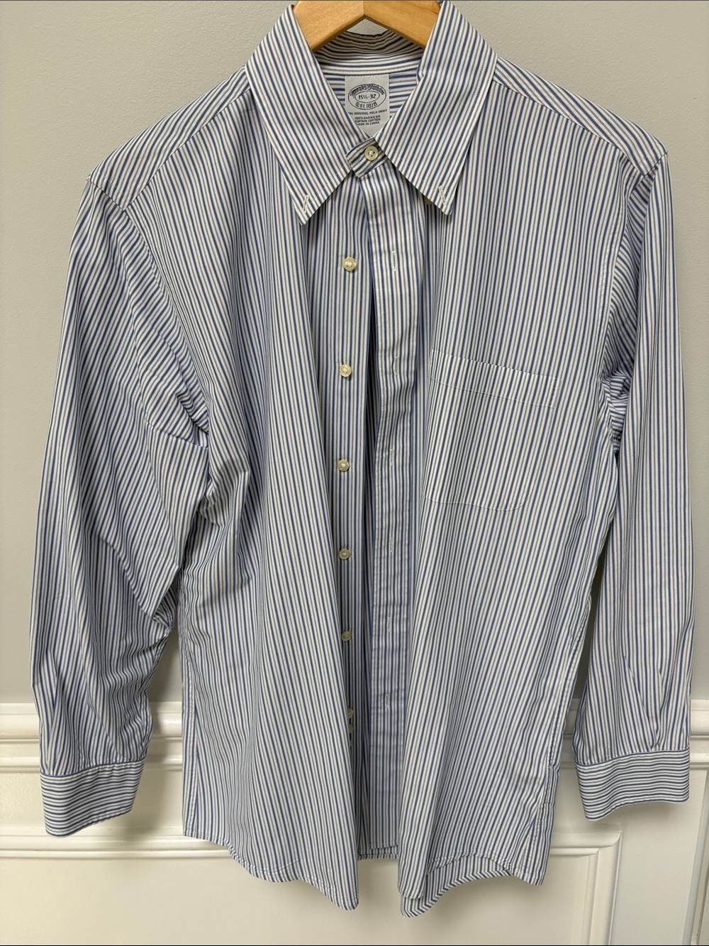 Brooks Brothers Blue and White Striped Dress Shirt